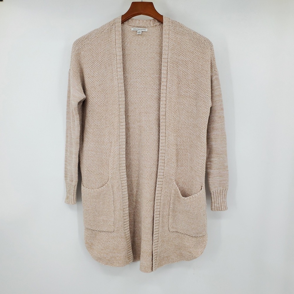 American Eagle Outfitters Tan Marled Open Front Cardigan Small Boho Fall Knit